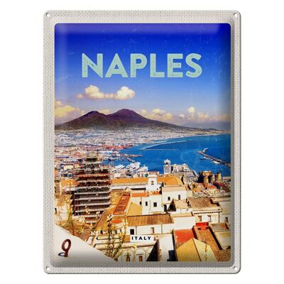 Blechschild Reise 30x40cm Retro Naples Italy Neapel Panorama Meer