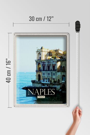 Signe en étain voyage 30x40cm Naples Italie Naples Panorama Mer 4