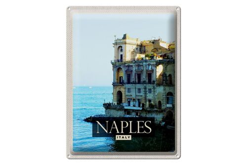 Blechschild Reise 30x40cm Naples Italy Neapel Panorama Meer