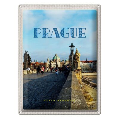 Signe en étain voyage 30x40cm, pont de la vieille ville de Prague, république tchèque