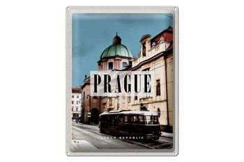 Plaque en étain voyage 30x40cm Prague Prague Tram République tchèque 1