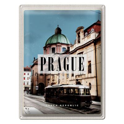 Plaque en étain voyage 30x40cm Prague Prague Tram République tchèque