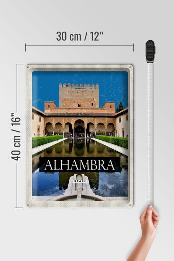 Signe de voyage en étain, 30x40cm, rétro, Alhambra, espagne, cadeau 4