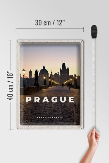 Signe en étain voyage 30x40cm Prague République tchèque crépuscule 4