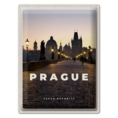 Cartel de chapa viaje 30x40cm Praga República Checa atardecer