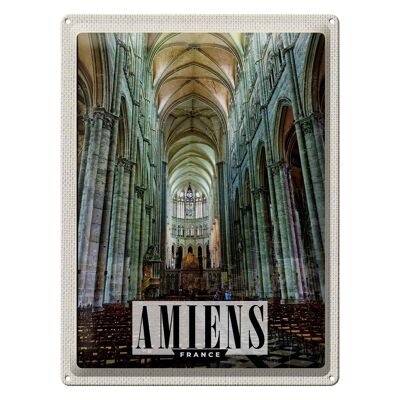 Targa in metallo da viaggio 30x40 cm Regalo Cattedrale di Amiens Francia