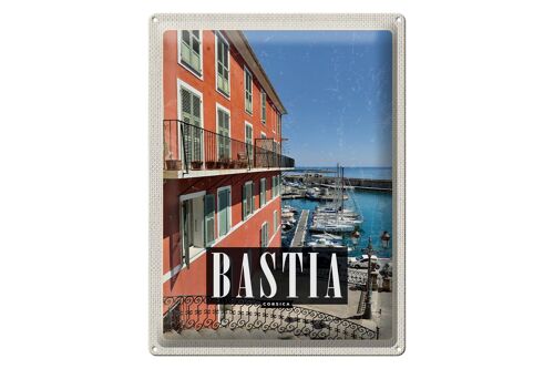 Blechschild Reise 30x40cm Retro Bastia Corsica Jachten Meer