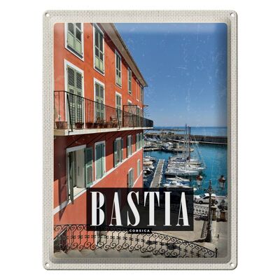 Blechschild Reise 30x40cm Retro Bastia Corsica Jachten Meer