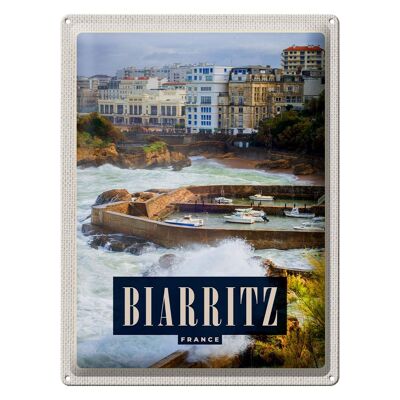 Plaque en tôle Voyage 30x40cm Biarritz France Station Balnéaire Mer