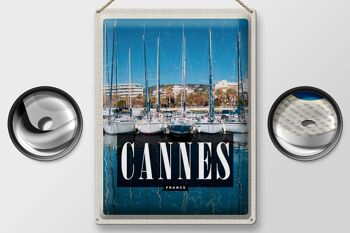 Plaque tôle voyage 30x40cm Cannes France marina 2