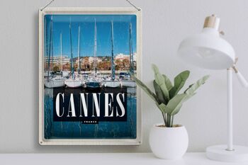Plaque tôle voyage 30x40cm Cannes France marina 3