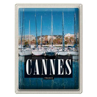 Cartel de chapa viaje 30x40cm Cannes Francia puerto deportivo