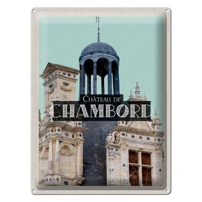 Cartel de chapa de viaje 30x40cm Castillo Retro Castillo de Chambord