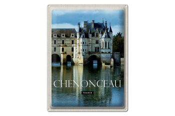 Plaque en tôle voyage 30x40cm rétro château de Chenonceau France 1