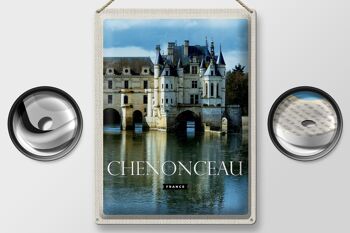 Plaque en tôle voyage 30x40cm rétro château de Chenonceau France 2