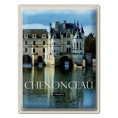 Plaque en tôle voyage 30x40cm rétro château de Chenonceau France