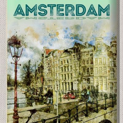 Blechschild Reise 30x40cm Vintage Kunst Amsterdam Geschenk