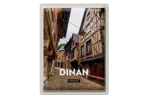 Blechschild Reise 30x40cm Dinan France Mittelalter Stadt