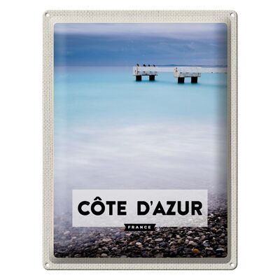 Cartel de chapa viaje 30x40cm Costa Azul Francia vacaciones en el mar