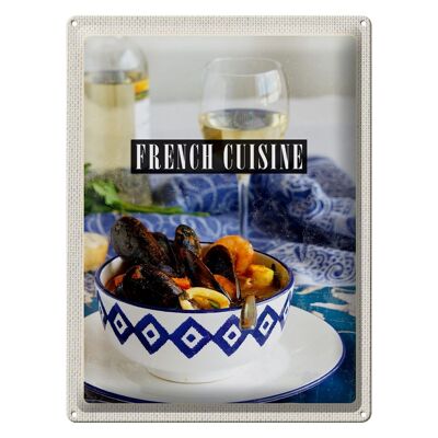 Cartel de chapa de viaje, 30x40cm, cocina francesa, conchas, vino