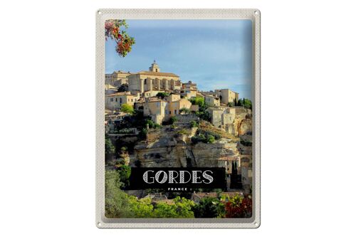 Blechschild Reise 30x40cm Gordes France Ansicht Urlaub Geschenk