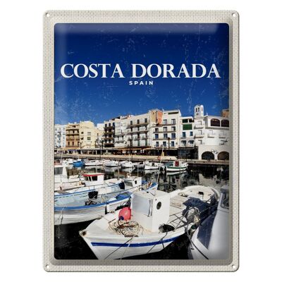 Cartel de chapa de viaje, 30x40cm, abrigos Retro, Dorada, Puerto de España