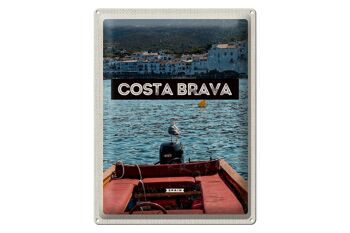 Signe en étain voyage 30x40cm rétro Costa Brava espagne mer 1