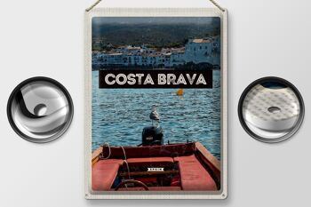 Signe en étain voyage 30x40cm rétro Costa Brava espagne mer 2