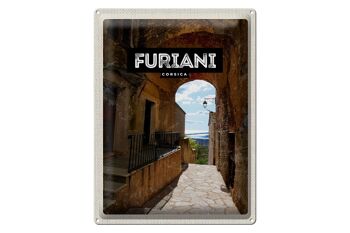 Plaque en étain voyage 30x40cm rétro Furiani Corsica Holiday Resort 1