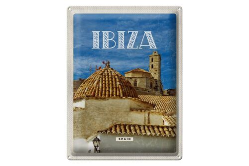 Blechschild Reise 30x40cm Retro Ibiza Spain Altstadt Urlaub