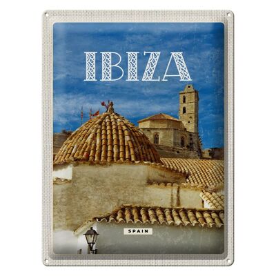 Targa in metallo da viaggio 30x40 cm Retro Ibiza Spagna Città vecchia Vacanza
