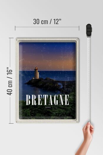 Panneau en étain voyage 30x40cm, rétro, phare de Bretagne, France 4