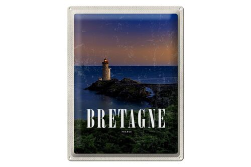 Blechschild Reise 30x40cm Retro Bretagne France Leuchtturm