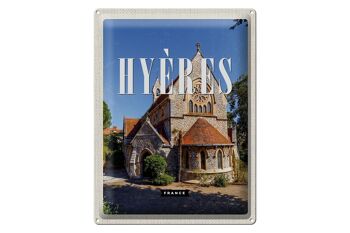 Plaque tôle voyage 30x40cm Hyères France petite église 1