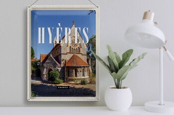 Plaque tôle voyage 30x40cm Hyères France petite église 3