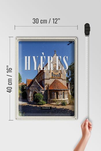 Plaque tôle voyage 30x40cm Hyères France petite église 4