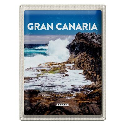 Panneau en étain voyage 30x40cm, Gran Canaria, espagne, montagnes marines