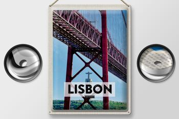 Panneau en étain voyage 30x40cm, Lisbonne, Portugal, Ponte 25 de Abril 2