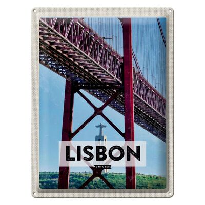 Targa in metallo da viaggio 30x40 cm Lisbona Portogallo Ponte 25 de Abril