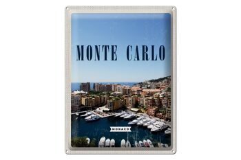 Plaque en tôle voyage 30x40cm Monte Carlo Monaco vacances à la mer 1