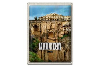 Plaque en tôle voyage 30x40cm Malaga Espagne ville portuaire 1