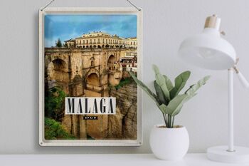 Plaque en tôle voyage 30x40cm Malaga Espagne ville portuaire 3