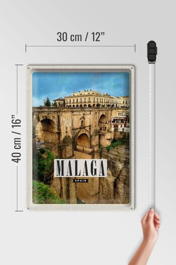 Plaque en tôle voyage 30x40cm Malaga Espagne ville portuaire 4