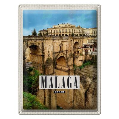 Cartel de chapa viaje 30x40cm Málaga España ciudad portuaria