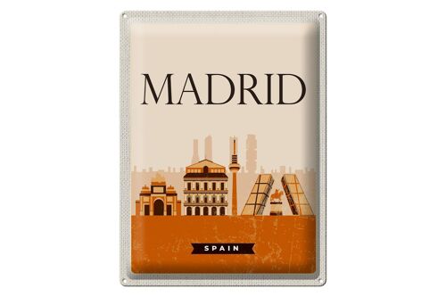 Blechschild Reise 30x40cm Retro Madrid Spain malerisches Bild