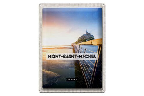 Blechschild Reise 30x40cm Mont-Saint-Michel France Meer