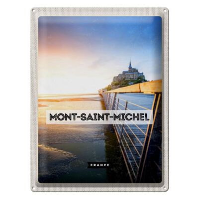 Cartel de chapa Viaje 30x40cm Mont-Saint-Michel Francia Mar