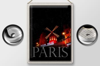 Plaque en étain voyage 30x40cm Moulin Rouge Paris variété cadeau 2