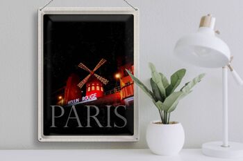 Plaque en étain voyage 30x40cm Moulin Rouge Paris variété cadeau 3