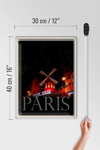 Plaque en étain voyage 30x40cm Moulin Rouge Paris variété cadeau 4